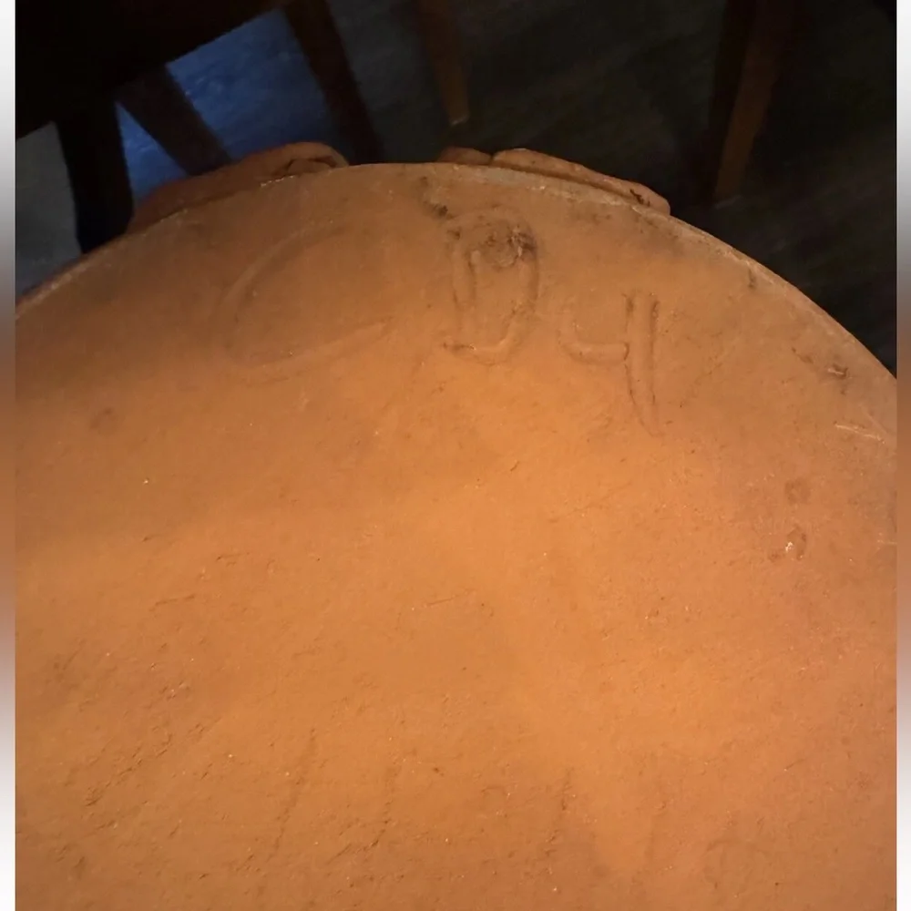 Signed Hand Thrown Studio Art Pottery Terracotta Dog Food Bowl Dish Glaze XL